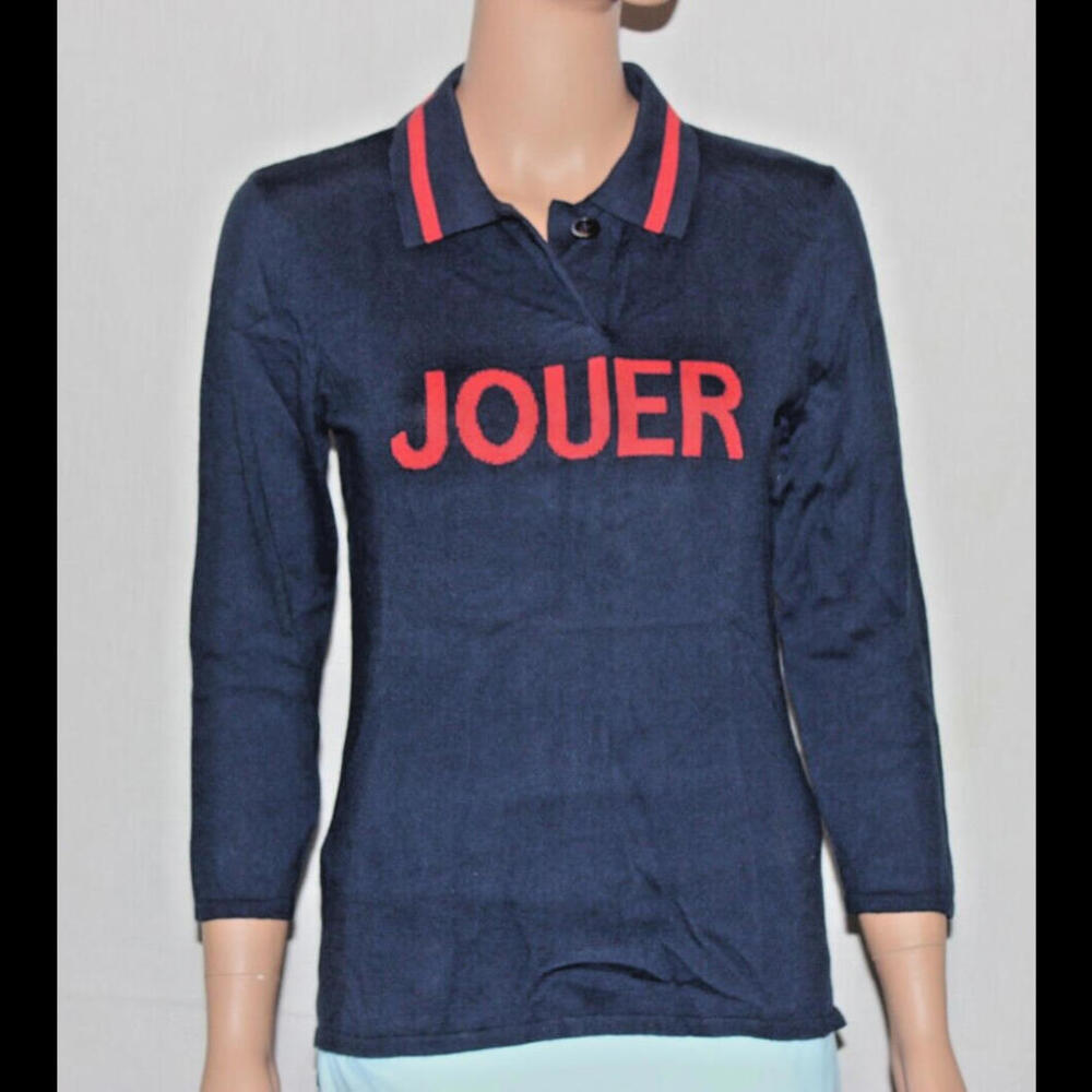 MOVETES WOMENS JOUER POLO SWEATER – NAVY & RED – 3/4 SLEEVE – SIZE XS S M L XL